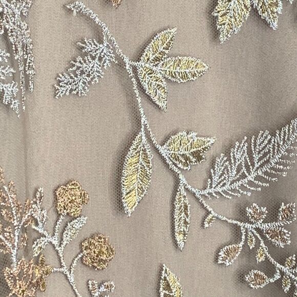 Calvin Klein Embroidered Dress Lace Mesh Sheer Metallic Cocktail Formal Wedding - Picture 4 of 14